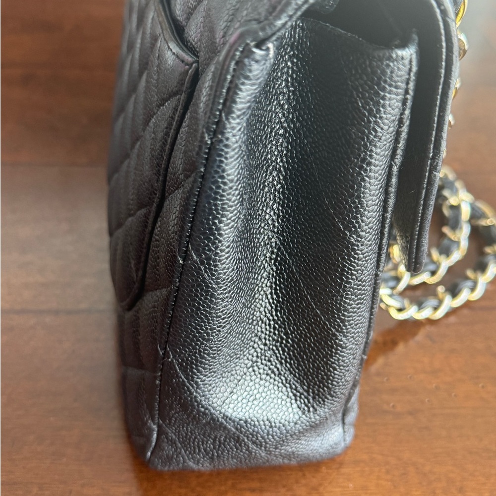 Chanel Black Caviar Vintage Jumbo Single Flap -24k gold hardware - Picture 15 of 17